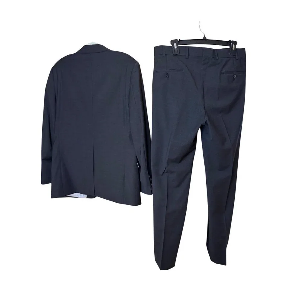 Brooks Brothers Mens Two-piece Suit Size 41 Gray Flat Front Notch Wool Blend